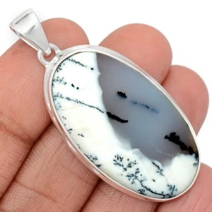 12g Natural Merlinite Dendritic Opal - Turkey 925 Silver Pendant Jewelry CP35050 - Picture 1 of 1
