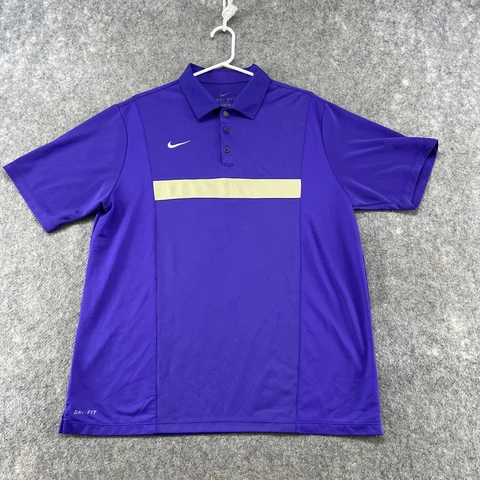 Washington Huskies Shirt Mens Large Purple Gold Short Sleeve Dri Fit Stripe Nike Cover