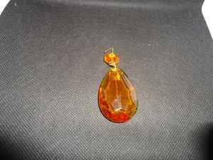 1 PC. NOS GENUINE VINTAGE ITALY AMBER CRYSTAL TEARDROP CHANDELIER PRISM PART 2" - Picture 1 of 7