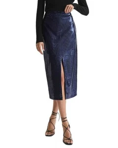 NWT REISS Dakota sequin midi skirt sz UK 14, M-L / stretch mesh split pencil - Picture 1 of 8