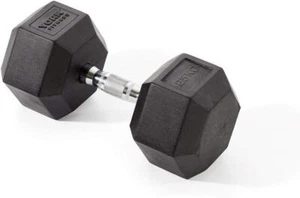 Rubber Hex Dumbbells York Fitness (Single) Weight Exercise Dumbell - Black, 25kg - Picture 1 of 3