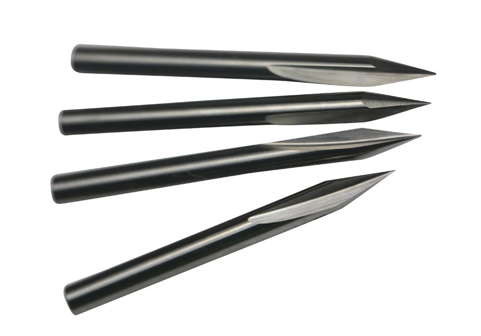 5x 1/8" 30 deg 0.2mm Double Flute Straight Slot Sticker Engraving Router Bit  - Image 1 of 4