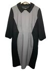 SOUTH LADIES FORMAL OFFICE SHIFT COLLARED DRESS. WORK WEAR. GREY BLACK. SIZE 16.