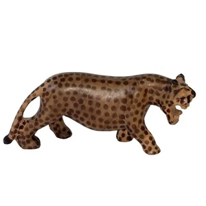 Afrikanische Kunst weiblicher Leopard Holz geschnitzt Vintage handgeschnitzt Holzfigur - Bild 1 von 8