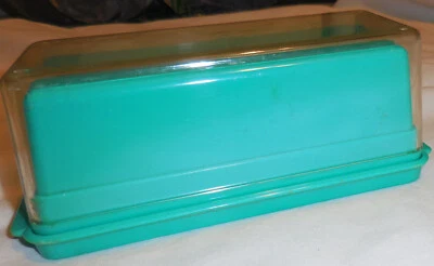 1 soporte para plato de mantequilla de plástico color azul verde de colección Foto 1 de 4