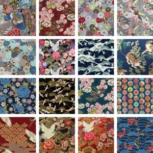 Japanese Cotton Fabric Dragon Tiger Cranes Gold Metallic Quilt Japan Material - Picture 1 of 23