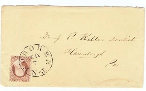 US circa 1858 Mail Cover #26 Hoboken New Jersey to Harrisburg PA Q - Picture 1 of 3