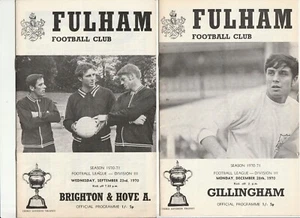 Fulham 1970/71 Selection of Home Division 3 League select programmes from menu - Picture 1 of 3