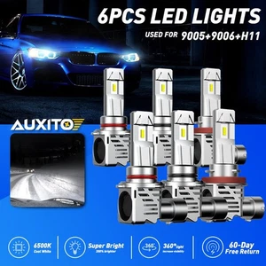 6x 9005 9006 Combo H11 LED Headlight Fog Lamp Bulb White 6500K High Low Beam New - Picture 1 of 11