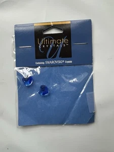 One Package of 2- 10mm Blue Facet Heart Swarovski Crystal Beads - Picture 1 of 3