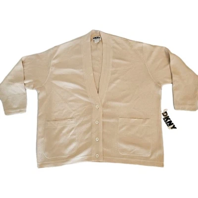 Cárdigan DKNY Jeans M Natural 100% Algodón Vintage Nuevo con Etiquetas Foto 1 de 4