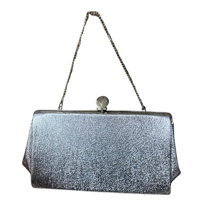 Cartera sin asas rígida de noche coqueta glam glam hadas plateadas metálicas vintage de los años 60 Foto 1 de 4