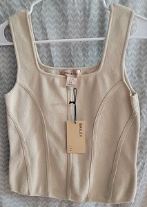 Bailey / 44 Beige Womens Medium Glitter Tank Square Neck Sleeveless Rib Knit Top - Picture 1 of 2