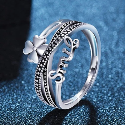 Anillo de cobre ajustable de moda para mujer con varias capas de letras cruzadas Foto 1 de 4