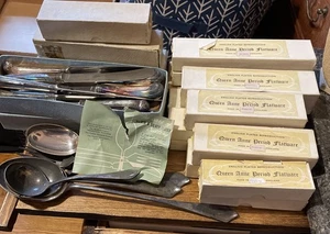 154 Pc Set English plated reproduction queen Anne flatware In Original Boxes - Picture 1 of 18