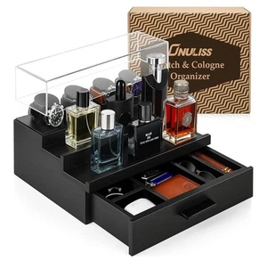Watch & Cologne 4 Tier Organizer w/ Drawer - Black, Wood - Picture 1 of 4