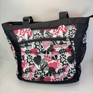 JanSport Black White Heart Graphic Print 15.4”Laptop Bag Padded Shoulder Bag NEW - Picture 1 of 17