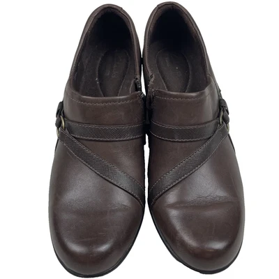 Zapatos de salón Clarks Collection para mujer marrón 8M cuero botín al tobillo con cremallera lateral Foto 1 de 4