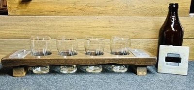 Beer Tasting Flight Boards From Repurposed Wood 4/5oz Mini Pub Glasses Included - Image 1 of 4