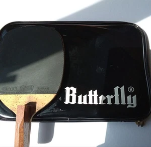 Butterfly Vintage Black Table Tennis Racket and Case Set Over 40 Years Old - Picture 1 of 13