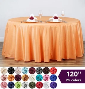 120" Round Polyester Tablecloth Wedding Table Linens Decoration Supplies - Picture 1 of 257