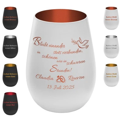 Windlicht Hochzeit personalisiert – Gravur Spruch, Namen & Datum, Geschenk - Bild 1 von 4
