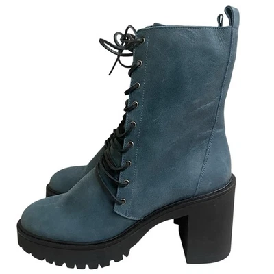 FREE PEOPLE Lace Up Boot DYLAN Platform Combat Blue Leather 41- USA 10.-10.5 NEW - Image 1 of 4