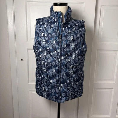 Chaleco acolchado Eddie Bauer Puffer para mujer XL azul floral plumón de ganso ligero cremallera Foto 1 de 4
