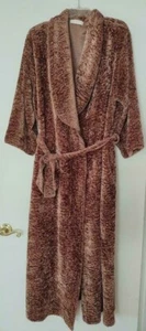Vintage Lord & Taylor Brown Plush Luxurious Tie Wrap Long Housecoat Robe L - Picture 1 of 9