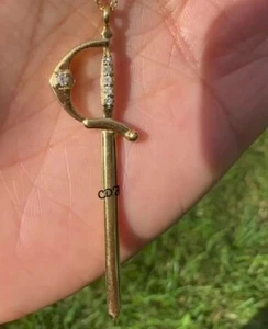 Colgante espada diamante cultivado en laboratorio certificado regalo de cumpleaños para hombre plata 925 real - Imagen 1 de 7