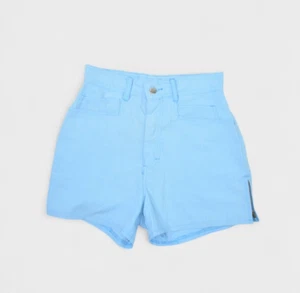 Vintage Gitano Shorts Womens 8 26" Blue High Waist Mom Side Zip Cotton Blend - Picture 1 of 8