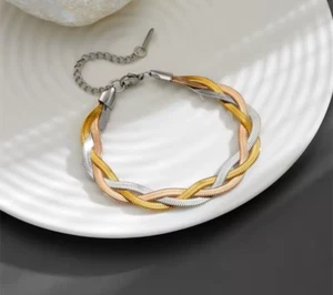 Edelstahl Armband Schlange dreifarbig für Damen - Bild 1 von 2