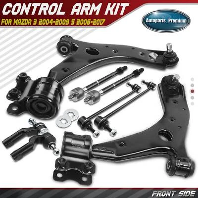 Conjunto de brazo de control delantero y rótula 8 piezas barra estabilizadora enlace para Mazda 3 Mazda 5 Foto 1 de 4