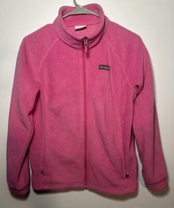 Columbia Jacket Girls Large Pink Outdoors Fleece Full Zip Pockets Youth XL Pink - Picture 1 of 4