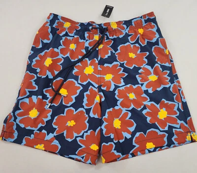 Express Traje De Baño Bañador Pantalones Cortos S Pequeño Marrón Azul Marino Bolsillo Floral $68 Para Hombre Foto 1 de 4