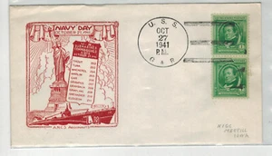 1941 NAVY DAY SUBMARINE USS GAR 10/27/41 RED CACHET ANCS ARGONAUTS - Picture 1 of 1