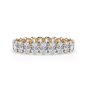 14K Solid Gold 2CTW Oval Diamond Eternity Band Lab Grown Diamond Oval Eternity - Picture 1 of 5