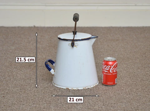 Vintage old white enamel metal jug water wine milk can churn - FREE DELIVERY Cover