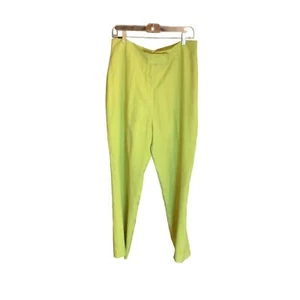Crossing Pointe Silk Pants 18 Lime Slits Quiet Luxury Beachy - Picture 1 of 7