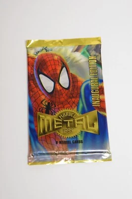 Tarjetas Marvel Metal 1995 edición inaugural por Marvel - paquete sellado de fábrica. Foto 1 de 2