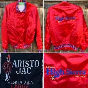 vintage Del Webb’s High Sierra Lake tahoe 80s casino satin jacket Aristo Jac L - Picture 1 of 12
