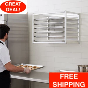 28" x 21" x 18" Open Wall Mounted Sheet / Bun Pan Rack Durable Aluminum Silver - Picture 1 of 12