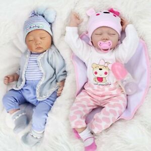 22" Reborn Baby Dolls Twins Handmade Newborn Babies Vinyl Silicone Girl&Boy Gift