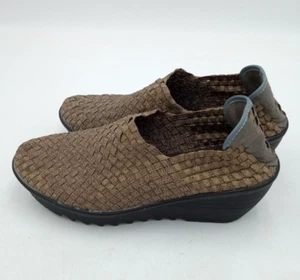 Nature Breeze Damenschuhe Metallic Gold Keilabsatz Webmuster Größe 8,5 - Bild 1 von 9
