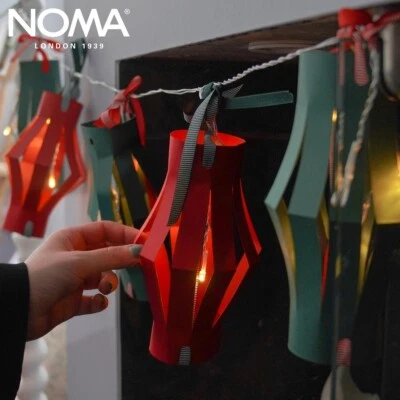 Noma Battery Red & Green DIY Christmas Paper LED Lantern Indoor String Lights - Image 1 of 4