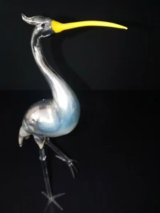 Filigraner Mid Century Artglas ☀ KRANICH ☀ silber / gelb 60iger - Bild 1 von 6