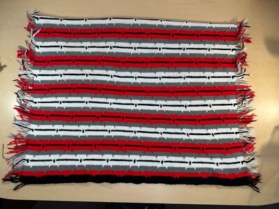 "Manta de ganchillo afgana de diamante indio navajo de colección roja, negra 44 X 72"" borlas" Foto 1 de 4