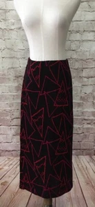 Vintage 1980s Pencil Skirt Stringbean Medium Black Red Geometric Stringknit - Picture 1 of 4