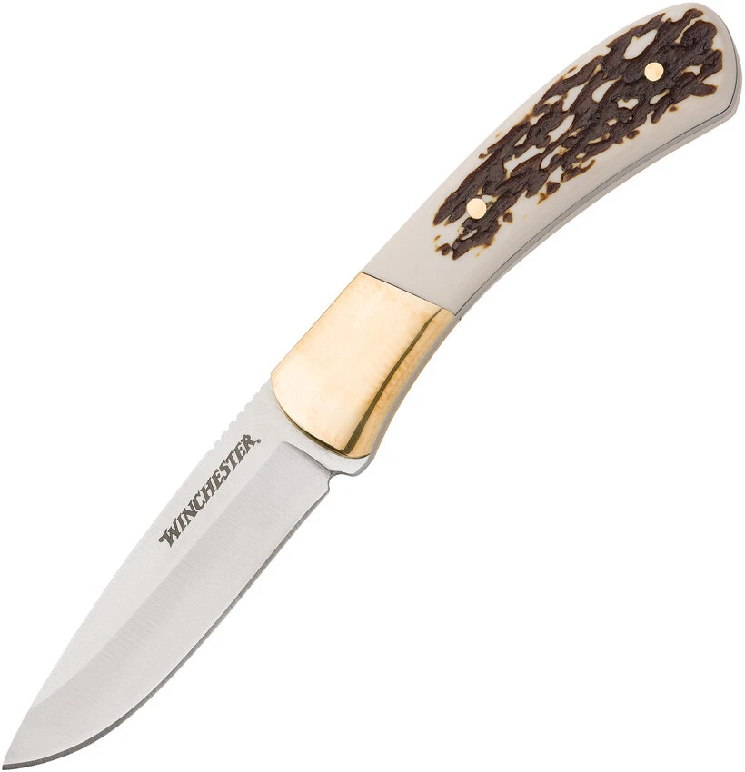 Winchester 6220070W 3" Stainless Blade Imitation Stag Handle Fixed Blade Knife