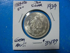 MÉXICO 1939 50 CENTAVOS PLATA .720 GEMA SUPER BONITA SIN CIRCULAR - Imagen 1 de 2